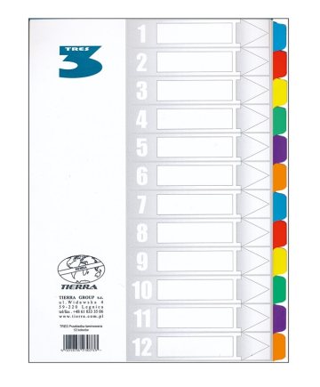 PRZEKŁADKI TRES A4 LAMIN. 12 kolor końc.