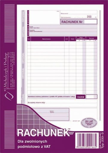 RACHUNEK A5 2SKŁ. 233-3