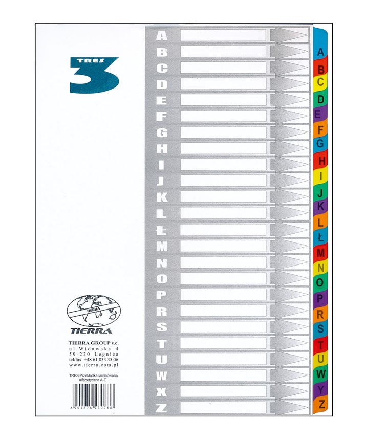 PRZEKŁADKI TRES A4 LAMIN. A-Z kolorowe końcówki