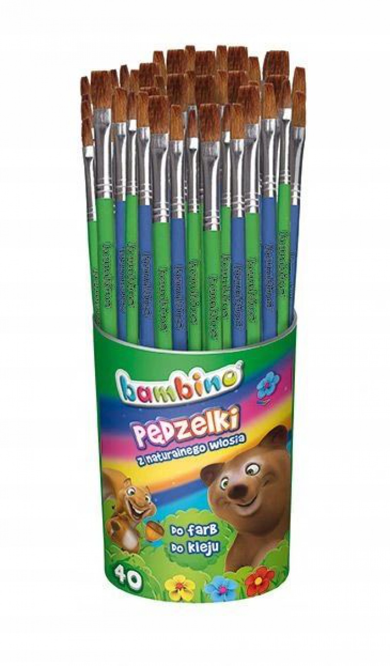 PĘDZELKI DO FARB I KLEJU 40SZT W KUBKU  BAMBINO