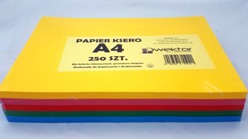 PAPIER KSERO A4 250ARK. 160G MIX INTENS KOLOR