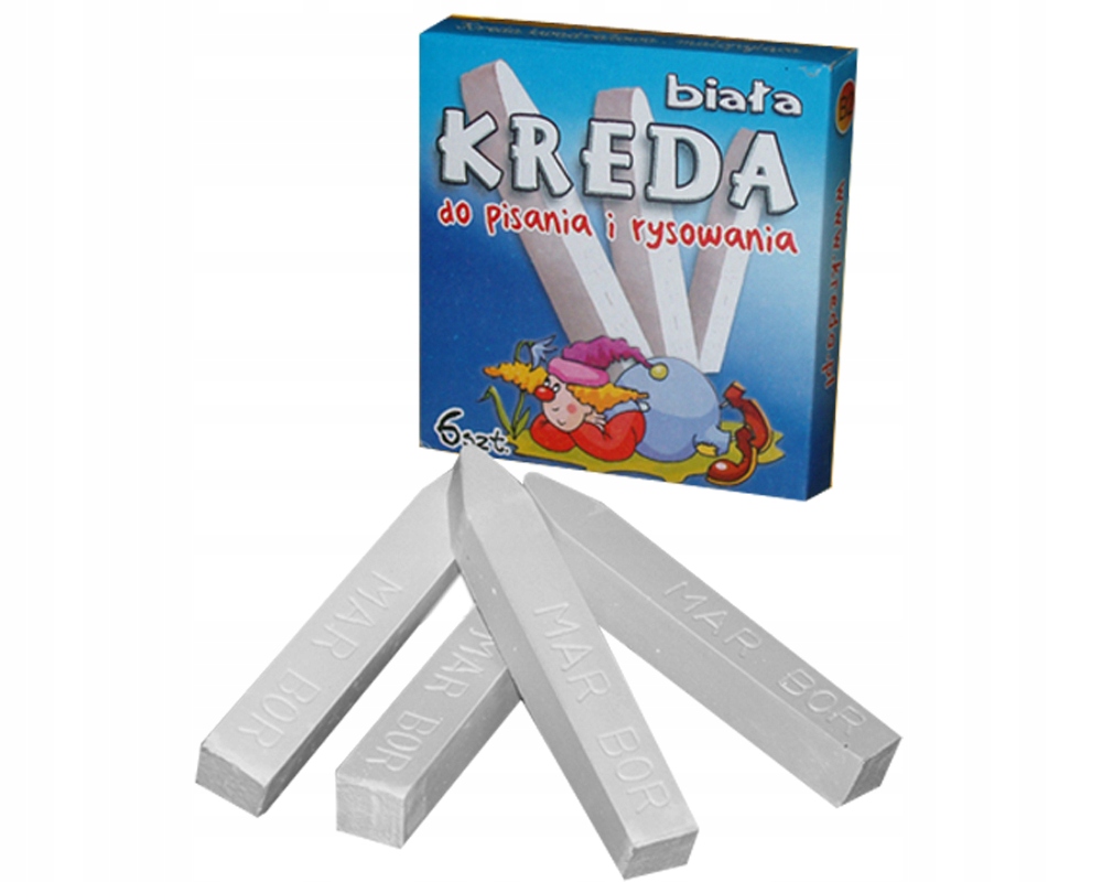 KREDA BIAŁA NIEPYLĄCA B2 MAR-BOR 6szt KWADRATOWA