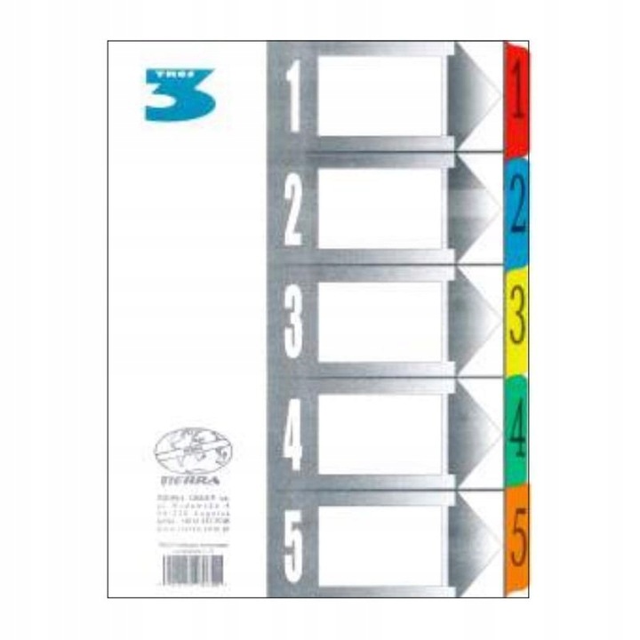 TRES Przekładki kart. laminowane A4  1-5 kolorów