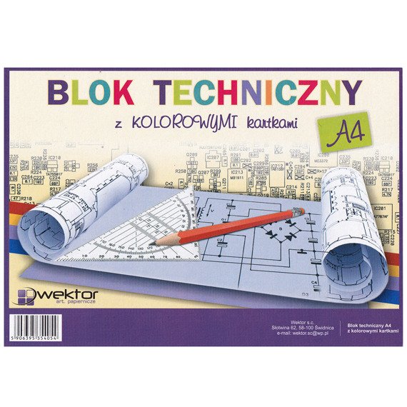 BLOK TECHNICZNY A4 KOLOR