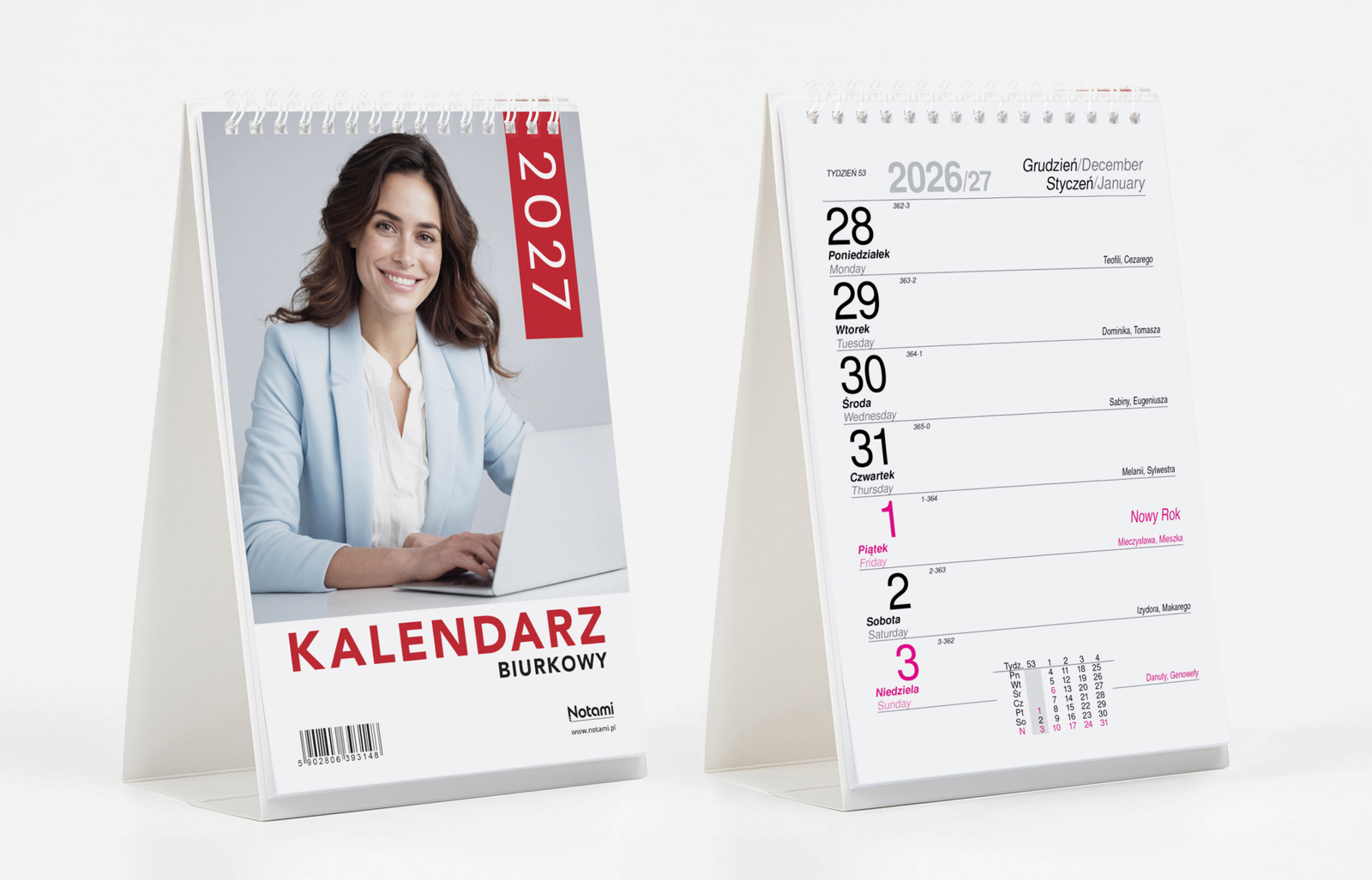 KALENDARZ NA BIURKO PION A5 2027