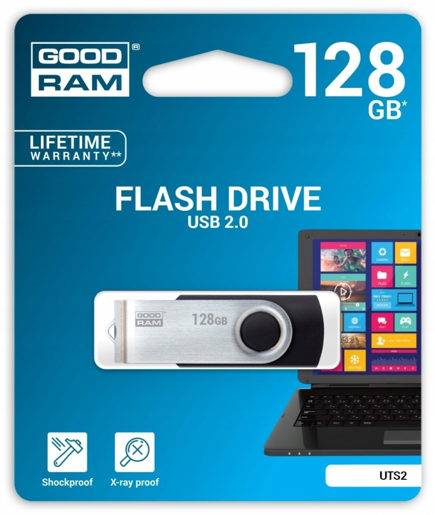 Pendrive USB-A 2.0, Goodram UTS 2 128GB, 20MB/s,