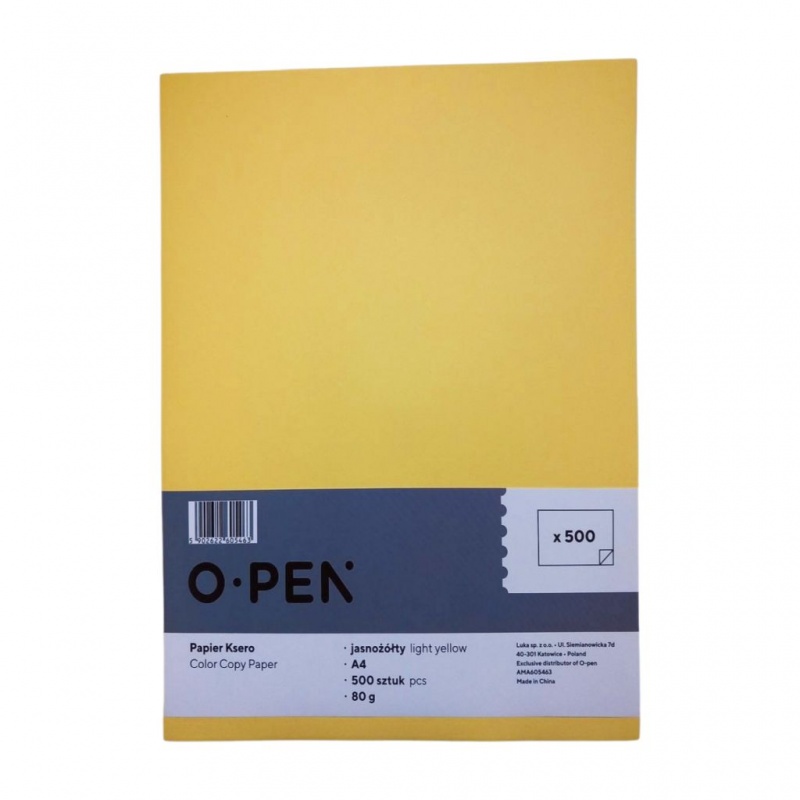PAPIER O.PEN A4 80G JASNOŻÓŁTY 500k