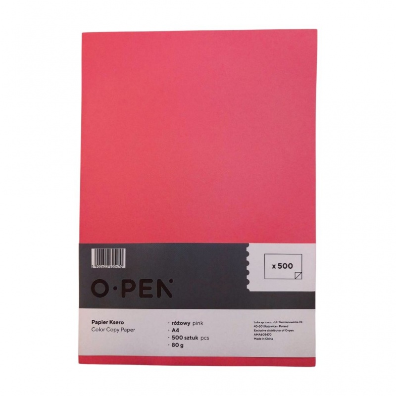 PAPIER O.PEN A4 80G RÓŻOWY 500k