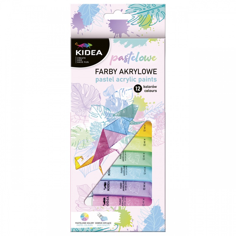 FARBY AKRYLOWE 12 KOL KIDEA 12ml PASTELOWE